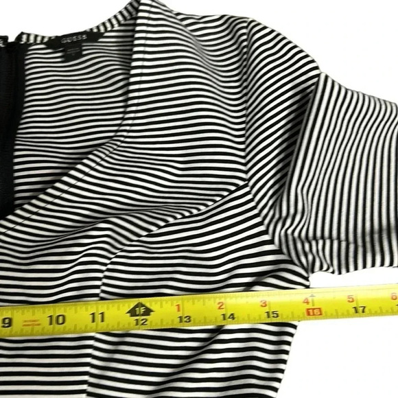 Guess dress ,women S. Black & White striped,fit & flare,pleats,V-neck,classic,EC - Picture 10 of 15